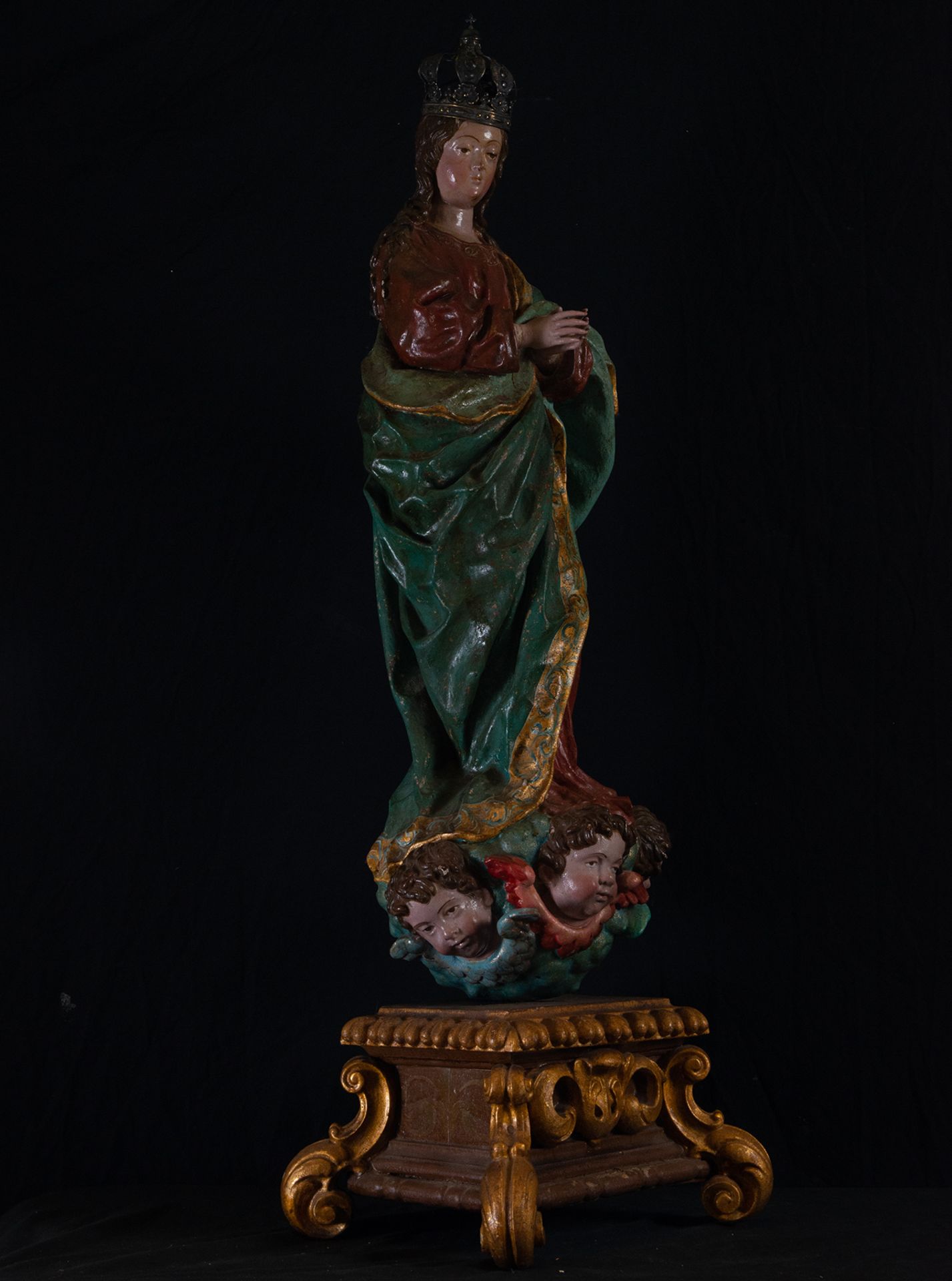 Large Immaculate Virgin, following the models of Alonso Cano, Novohispanic colonial school of the 18 - Image 4 of 5