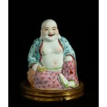 Chinese Budai, in pink family porcelain, sealed, first third of the 20th century