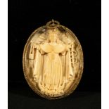 Important and Exquisite Sino Portuguese Medallion carved in double-sided ivory with Saint Joseph wit