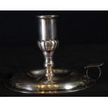 Sterling silver candleholder, 19th century, with a noble shield engraved on the side