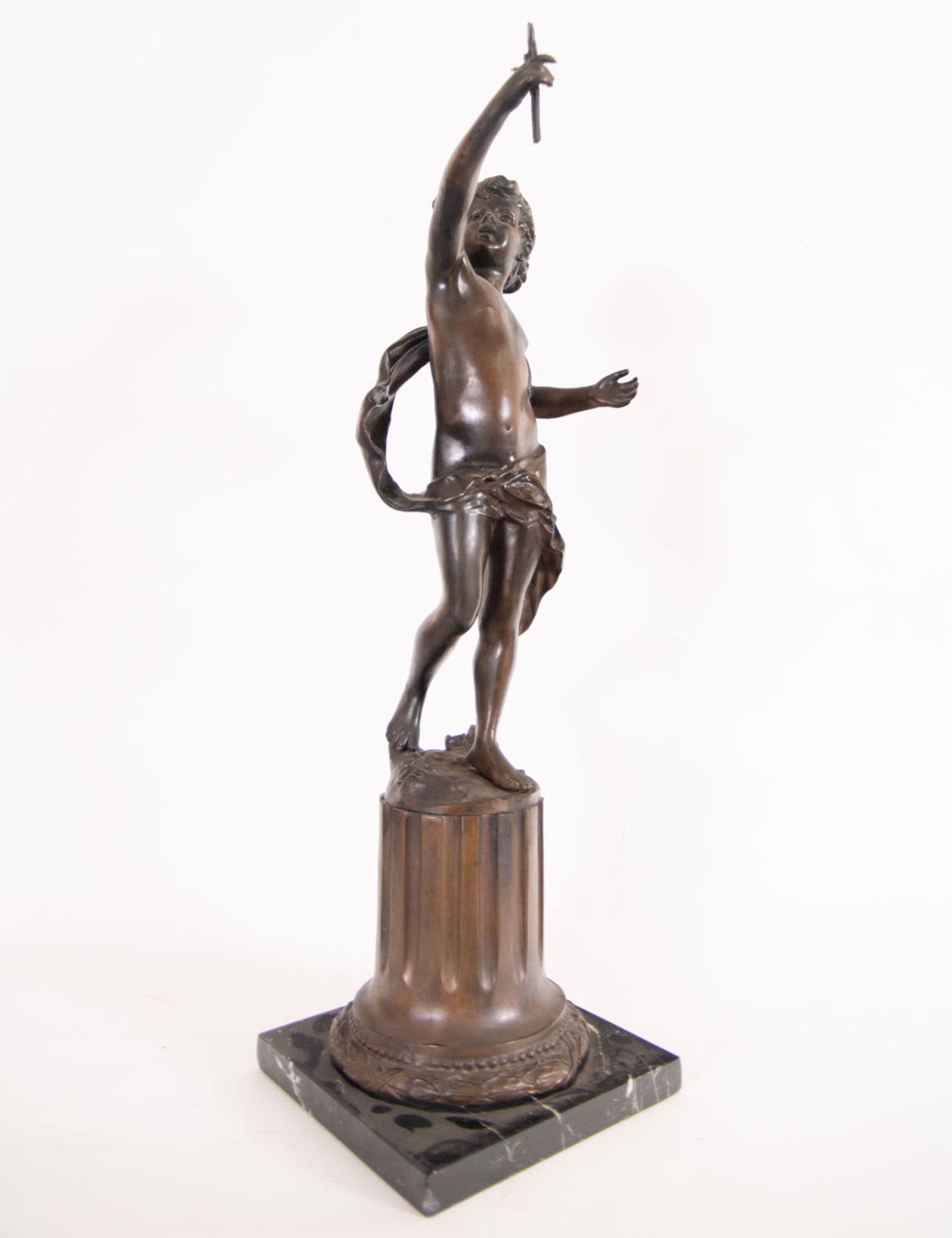 Pair of Important Cupids in Patinated Bronze, French School of the 19th Century - Image 4 of 8