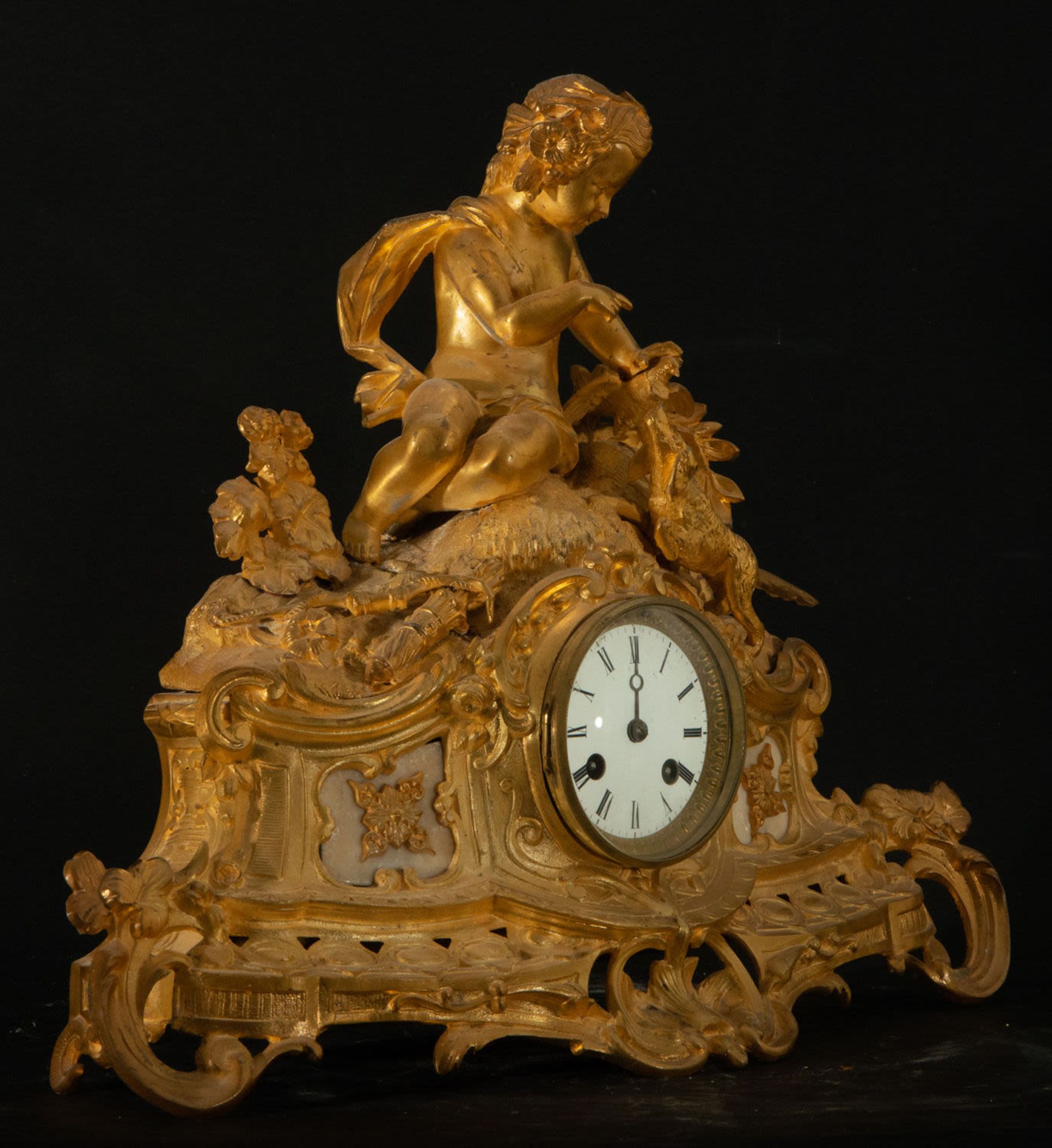 French Table Clock with Cherub, 19th century - Image 3 of 6