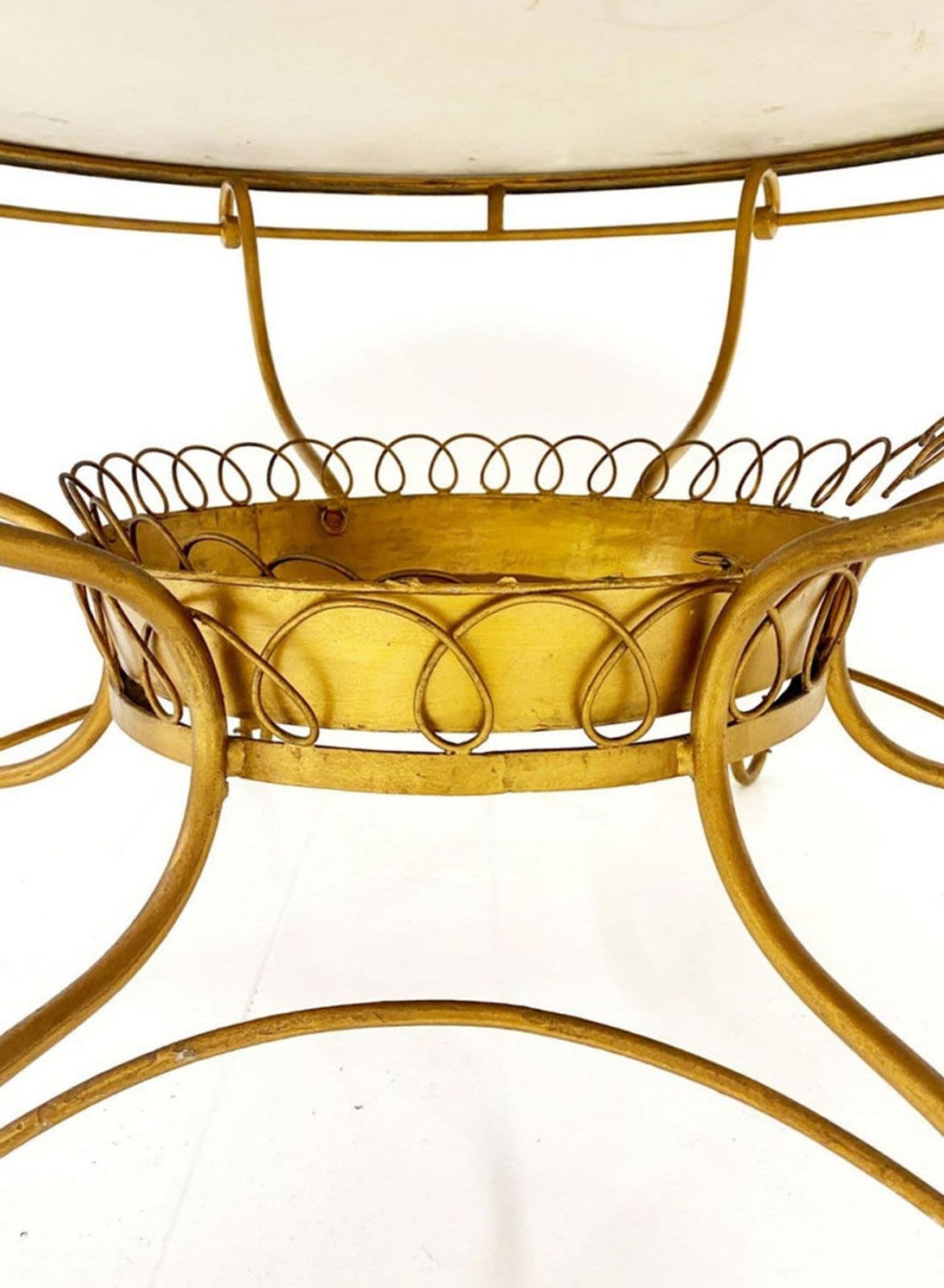 Italian table "Años 40" in golden wrought iron and marble top - Image 5 of 6