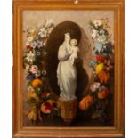 Virgin with Child in Orla de Flores, French romanticist school of the 19th century