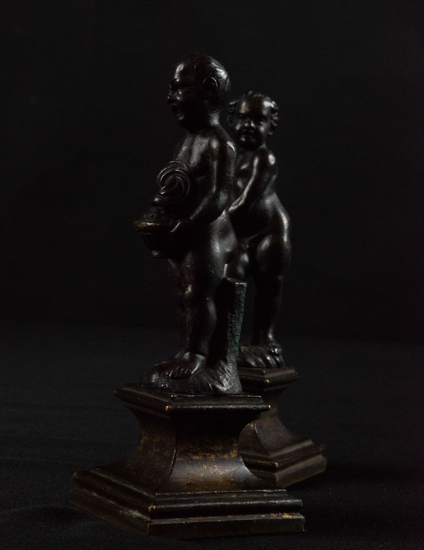 Magnificent Pair of Bronze figures representing the Summer and the Winter in patinated bronze, Itali - Image 7 of 13
