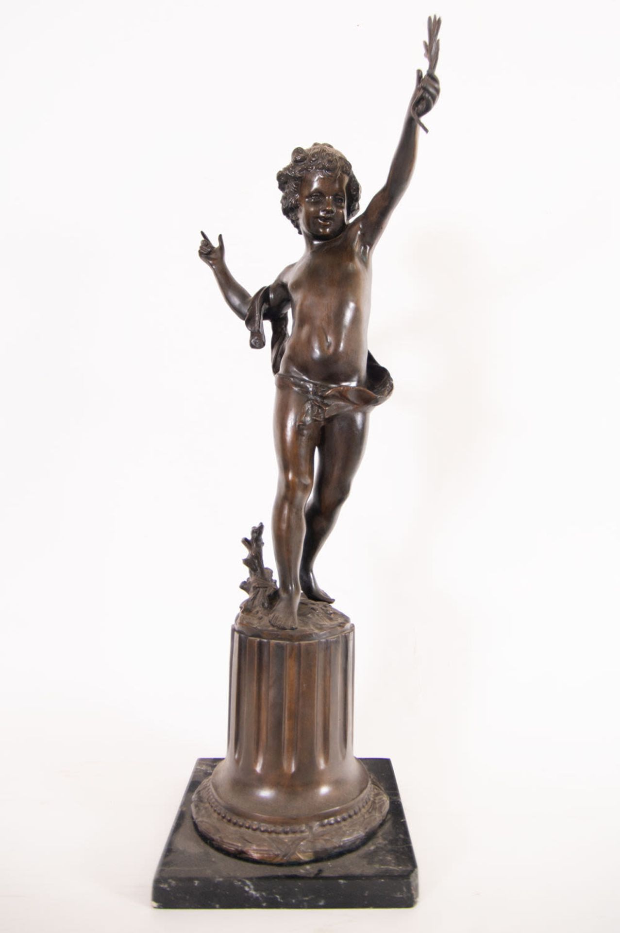 Pair of Important Cupids in Patinated Bronze, French School of the 19th Century - Image 6 of 8