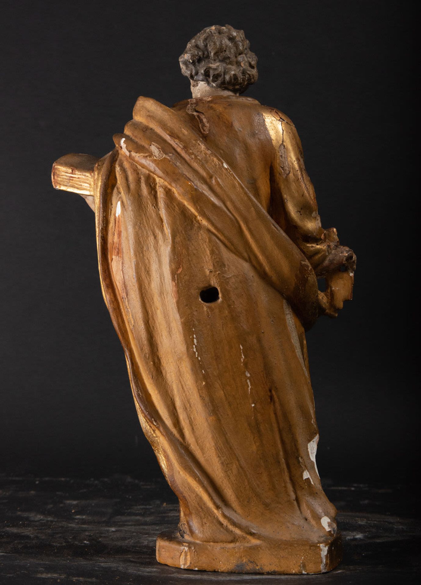 Gilt and polychrome wood carving of Saint Peter, France, 17th century - Image 4 of 4