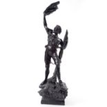 Detresse, castaway figure in patinated bronze, German school from the beginning of the 20th century