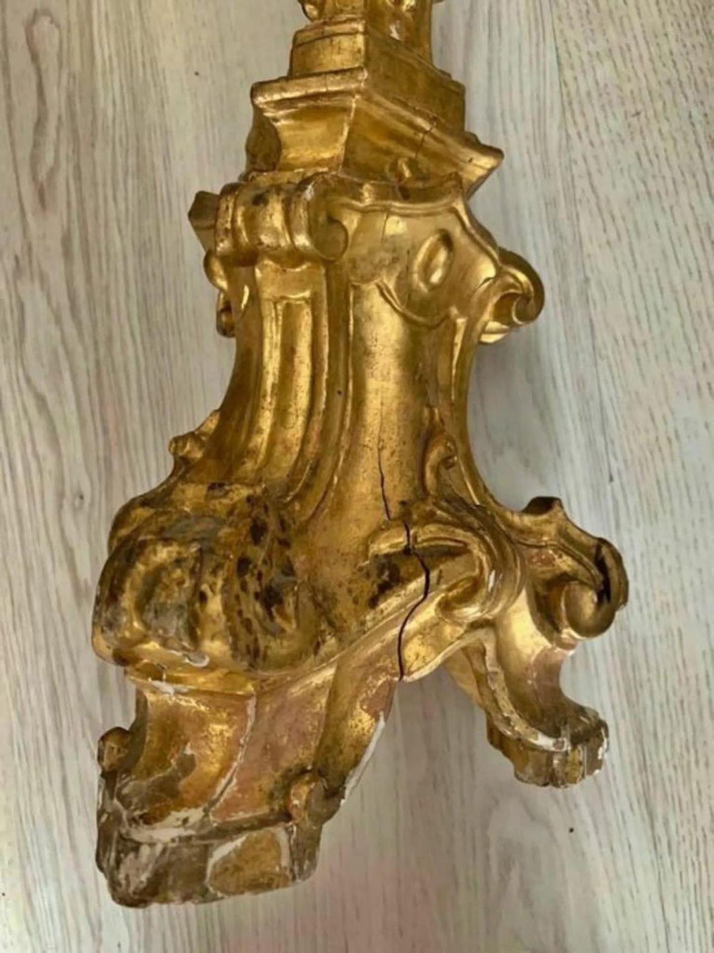 Italian torch holder in gilded wood, 18th century - Image 6 of 6