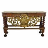 Important Italian table in gilt Rosewood with Carrara marble top, 19th century