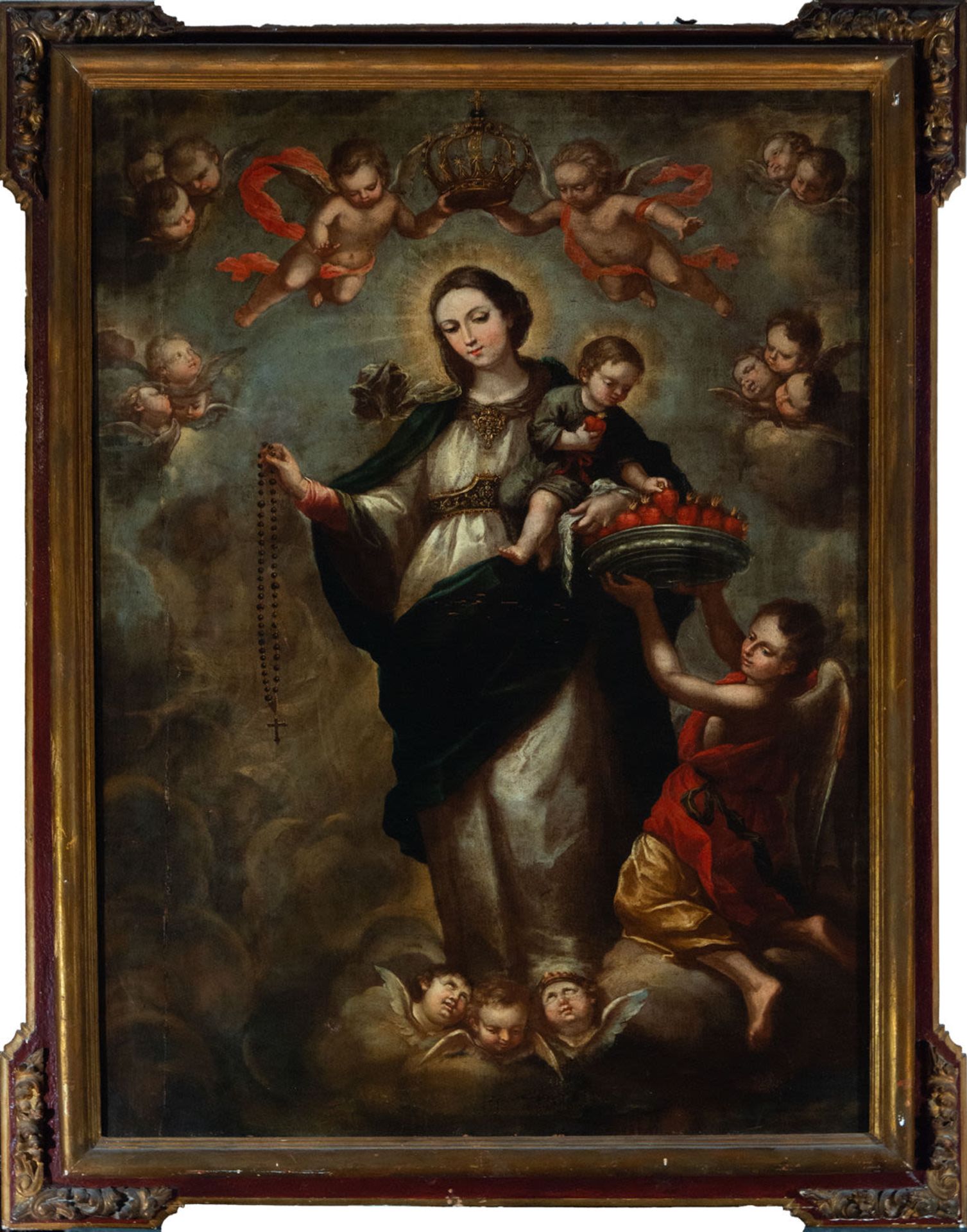 Exceptional Virgin of the Rosary, in the manner of Juan de Espinal, Sevillian school of the 18th cen