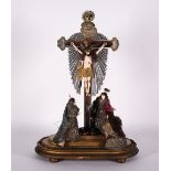 Exceptional 18th century Hispano Phillippine Calvary in ivory, rosewood and silver, with CITES