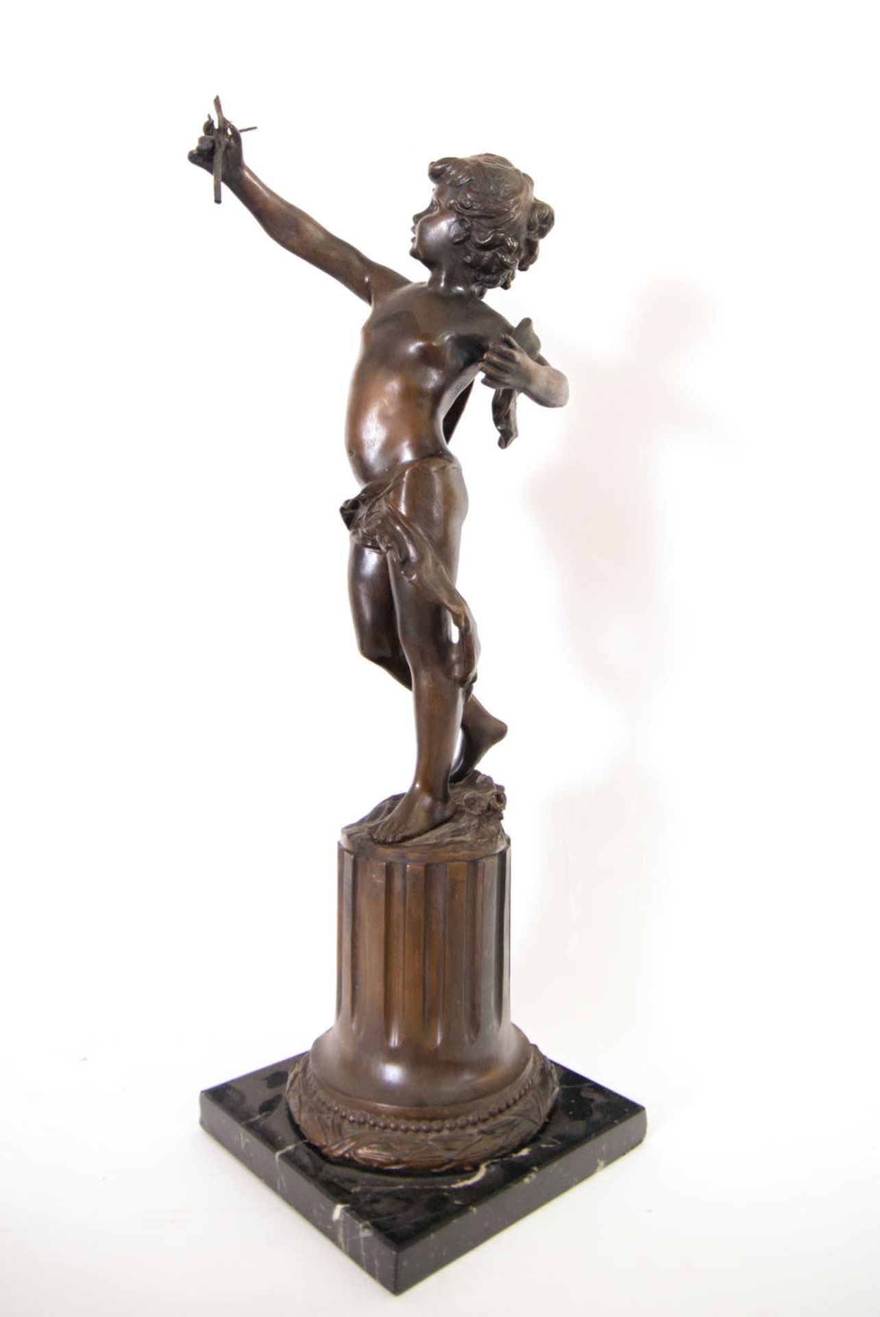 Pair of Important Cupids in Patinated Bronze, French School of the 19th Century - Image 3 of 8