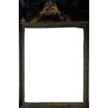 Novohispanic colonial frame in marbled green painted wood, 16 th - 17th century