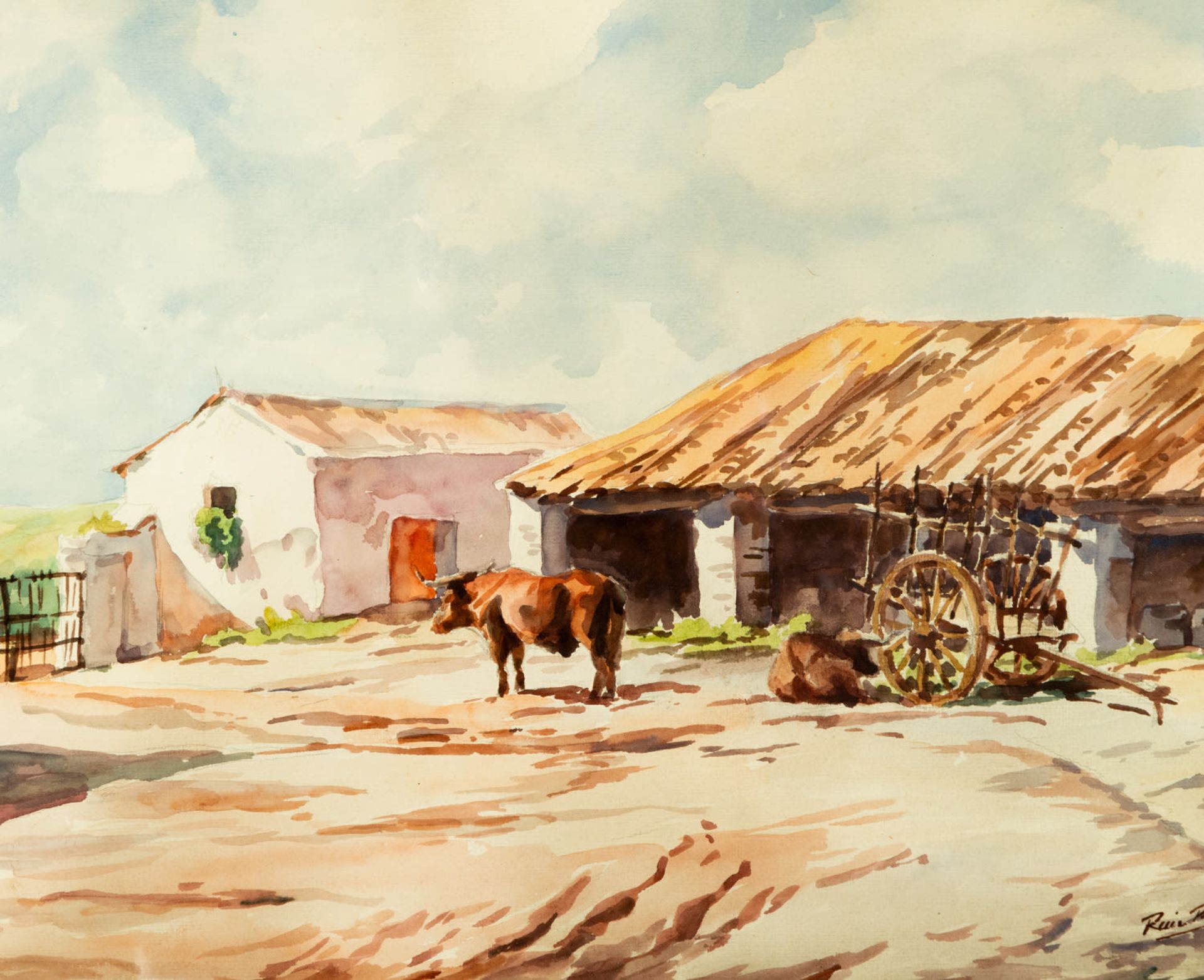 Country Landscape in watercolor, Ruiz Piñero, Spanish school of the 20th century - Image 2 of 4