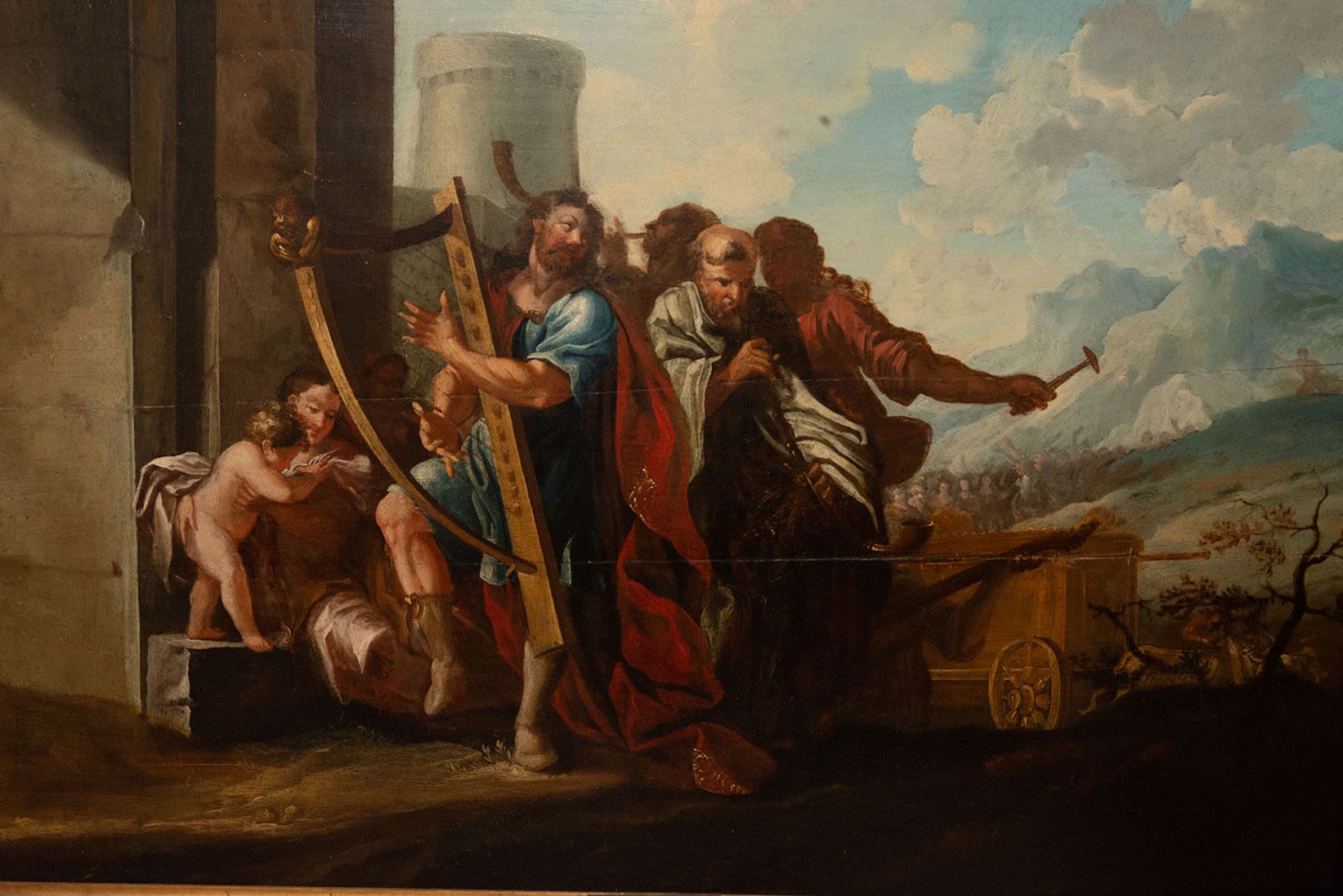 David's Triumphal Arrival with the Ark of the Covenant in Jerusalem, oil on panel, attributed to Joh - Image 2 of 5