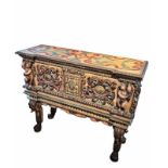 Important 17th century New Spanish Colonial Gilt and Polychromed Cabinet Chest, Puebla, Mexico