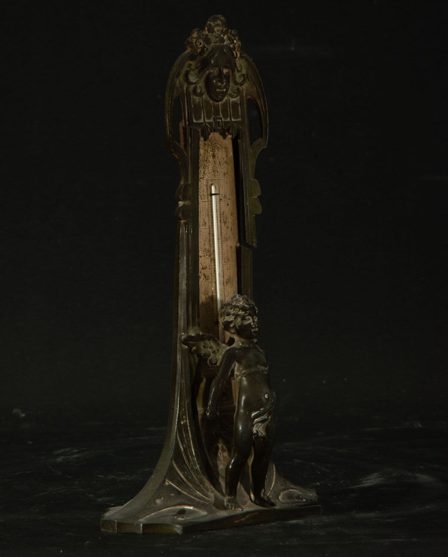 Bronze thermometer holder, 19th century French work - Image 2 of 3