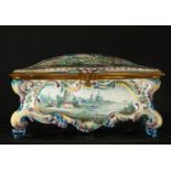 Magnificent Marseille porcelain jewelry box with gallant scene, 19th century
