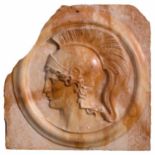 Italian bas-relief of Athena, early 20th century, in Siena marble