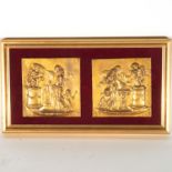Pair of French Plaques in gilt bronze representing Pygmalion and Galatea and Venus and Adonis, Frenc