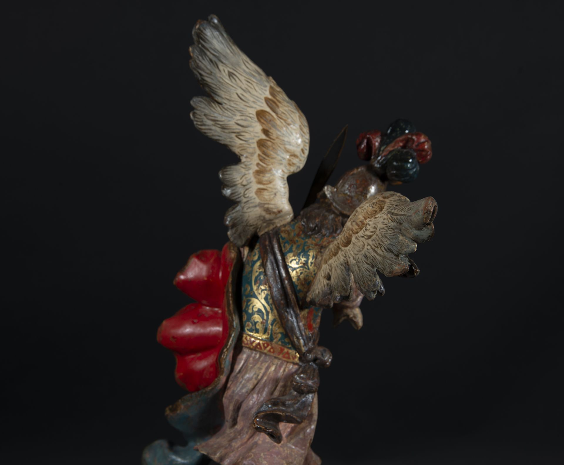 Exceptionally Fine Archangel St. Michael subduing the Devil, colonial school of Quito, 17th century - Image 6 of 8