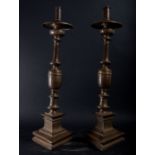 Important Pair of Bronze Plateresque Candelabra, Valladolid, Spain, 16th century