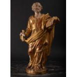 Gilt and polychrome wood carving of Saint Peter, France, 17th century