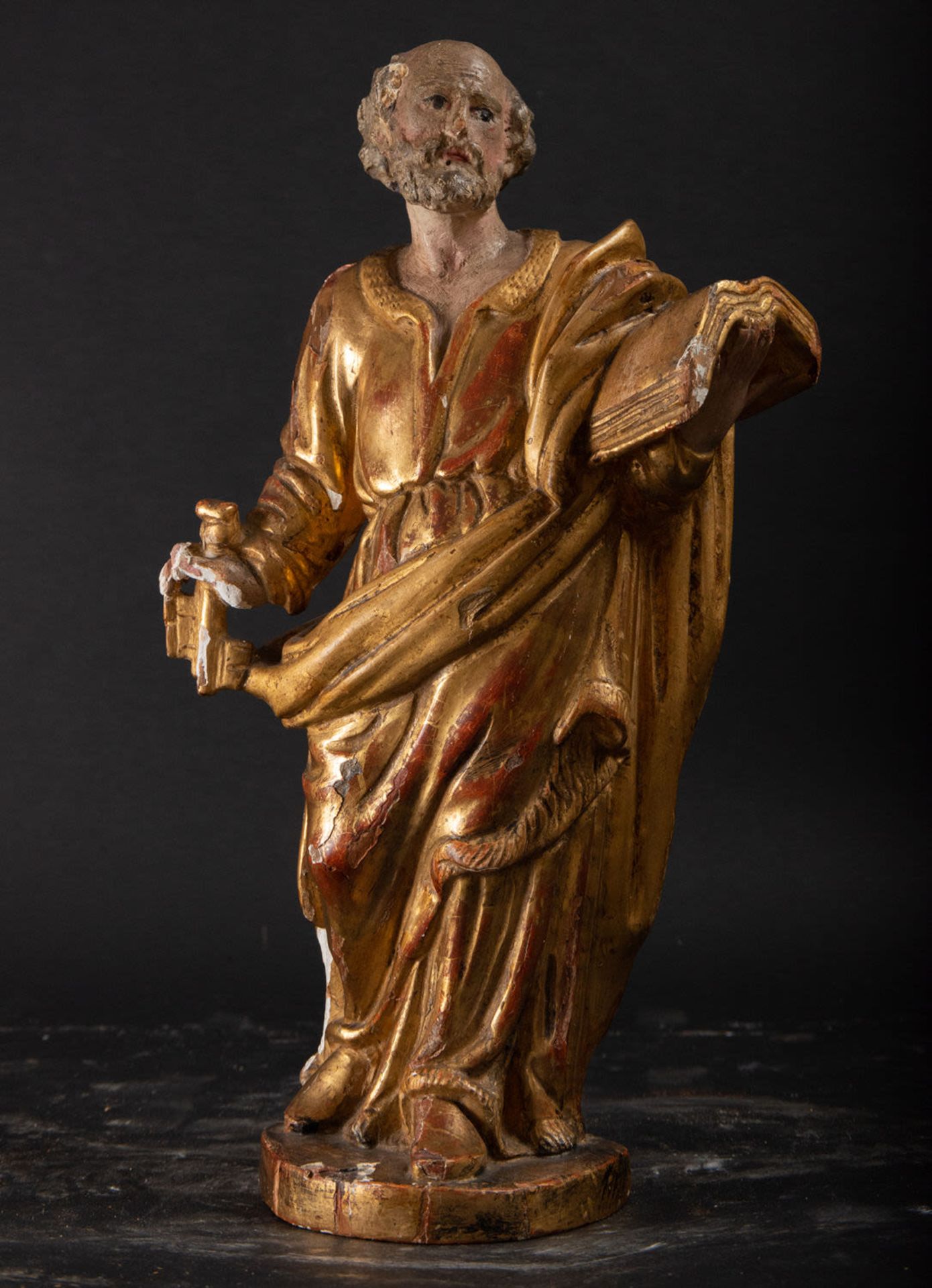 Gilt and polychrome wood carving of Saint Peter, France, 17th century