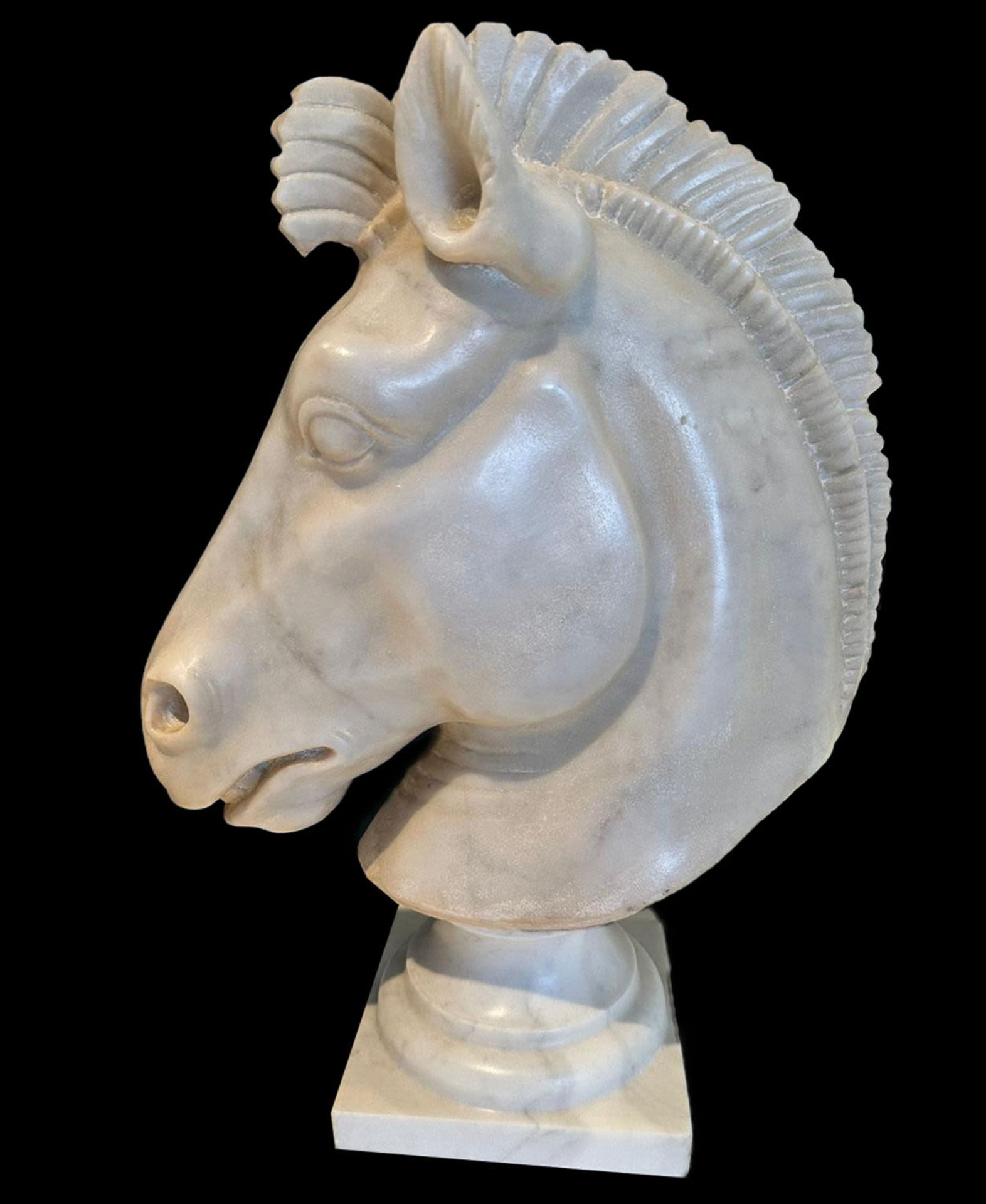 Horse Head in Carrara Marble, Italy, 20th century