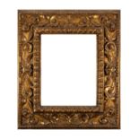 Spanish Baroque style frame, carved wood and gold leaf gilding, 19th century