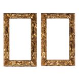 Pair of Italian Baroque frames in relief in gold-leafed wood, 17th century