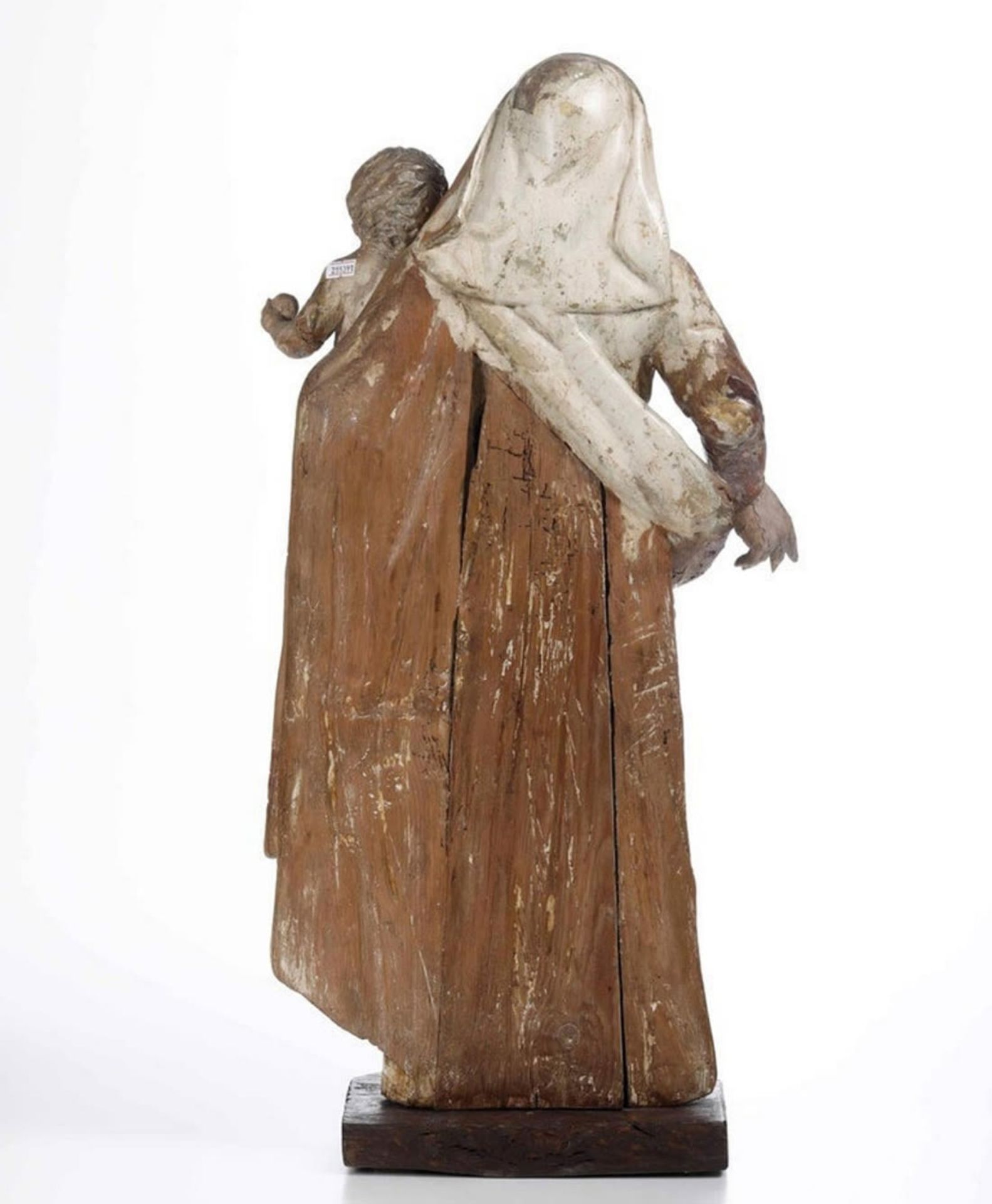 Large Madonna with Enfant Jesus in carved wood, South of Portugal school of the 16th - 17th century - Image 3 of 4