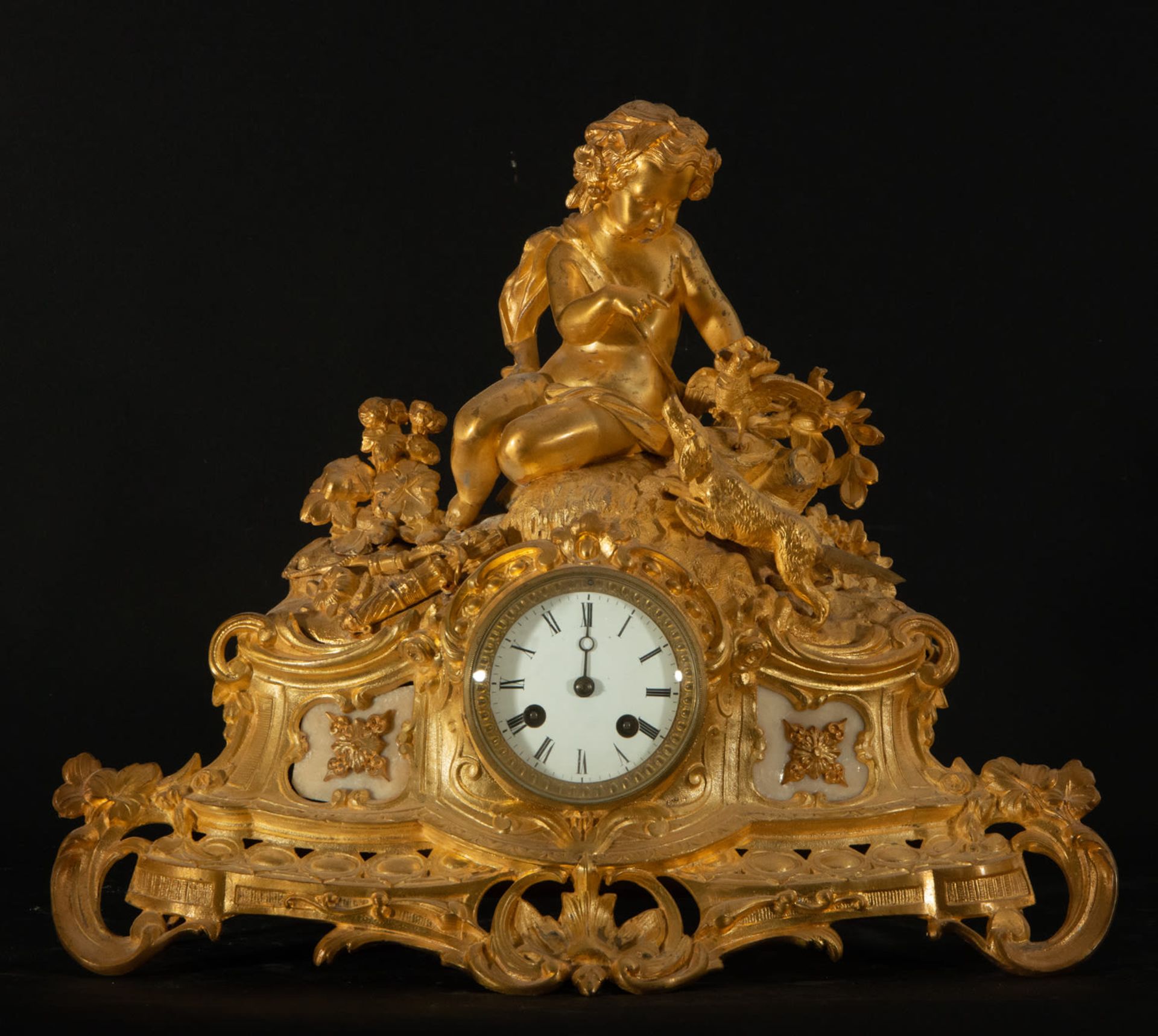 French Table Clock with Cherub, 19th century