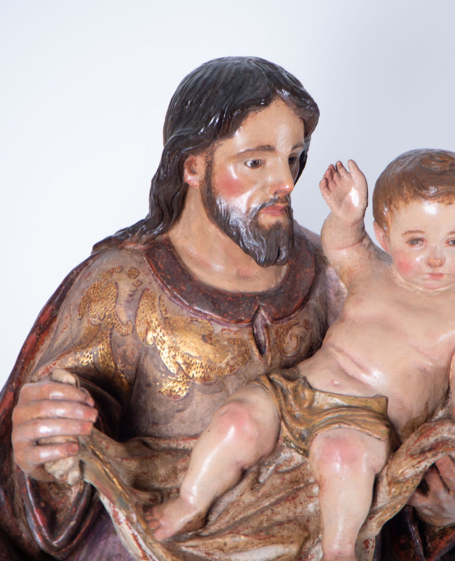 Saint Joseph with Child in Arms, Sevillian school of Pedro Roldán from the end of the 17th century - Image 5 of 6
