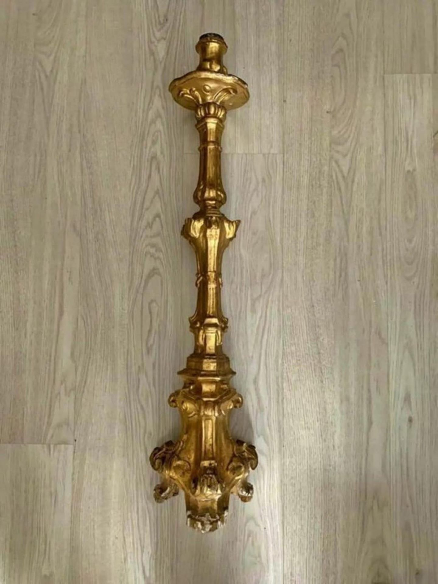 Italian torch holder in gilded wood, 18th century - Image 2 of 6