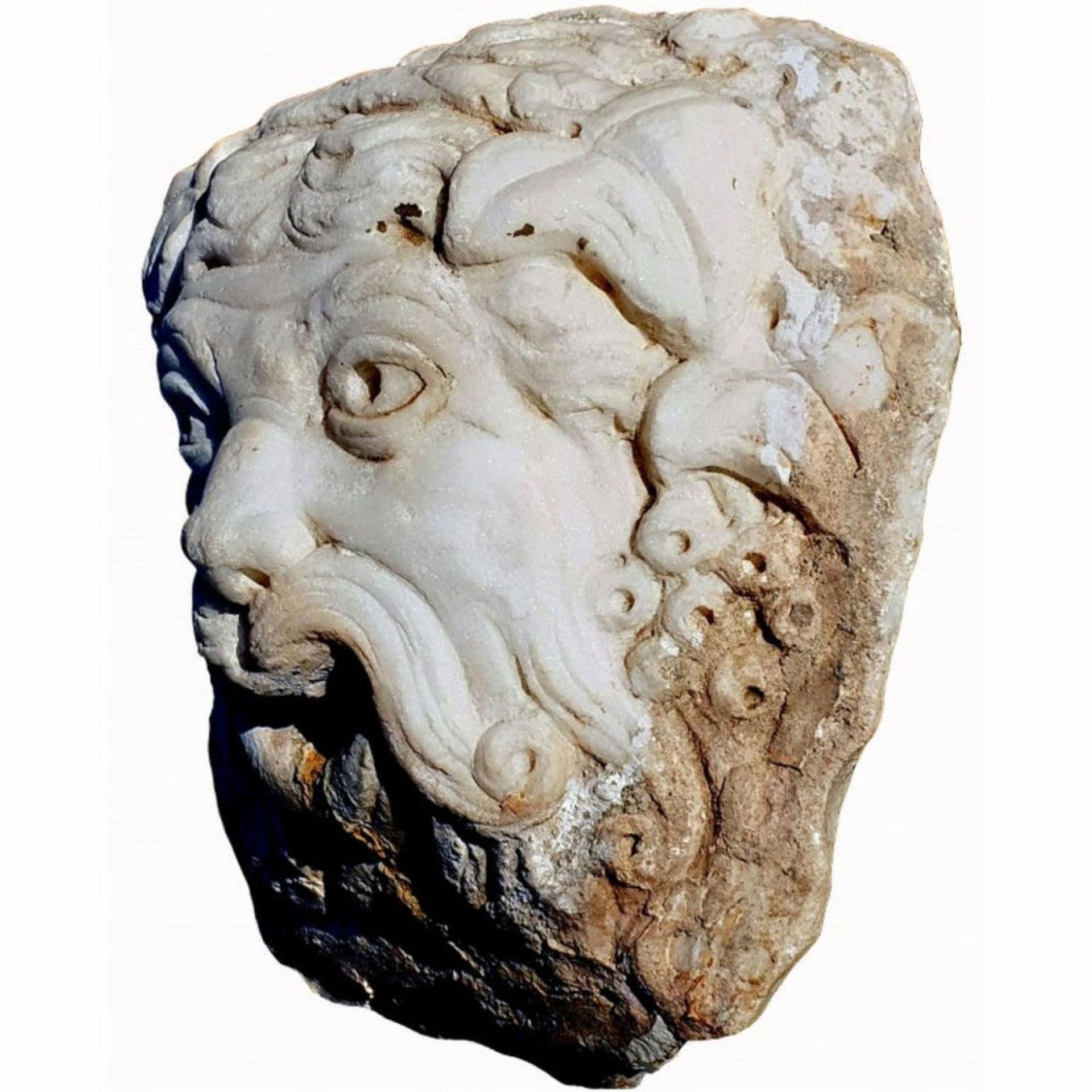 Italian Carrara marble Garden Fountain Applique mask, italian work of the 18th - 19th centuries - Image 2 of 3