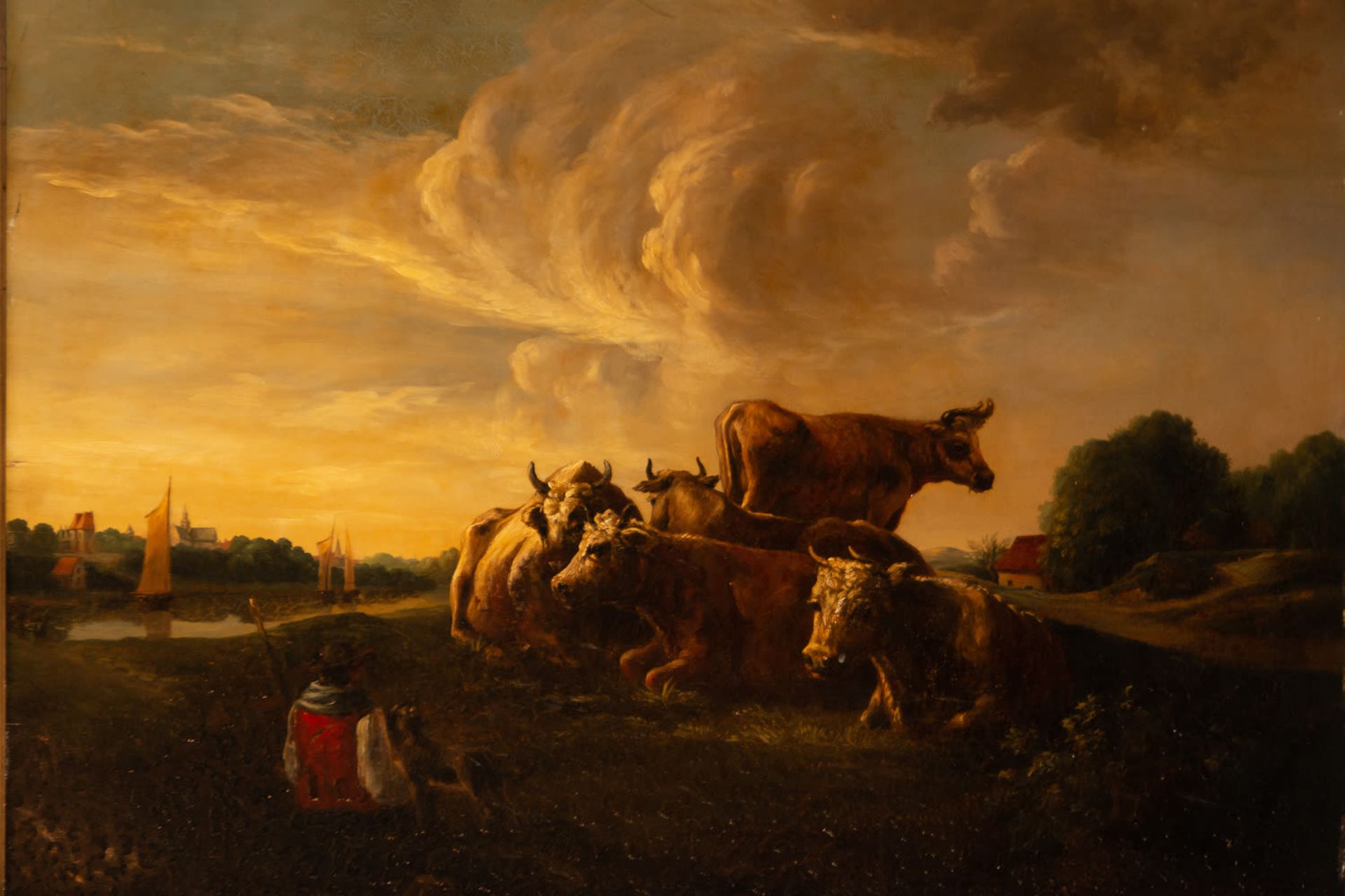 Pastoral Scene with Cows, follower of Salvator Rosa, called Rosa de Tívoli, Dutch school of the 18th - Image 2 of 5