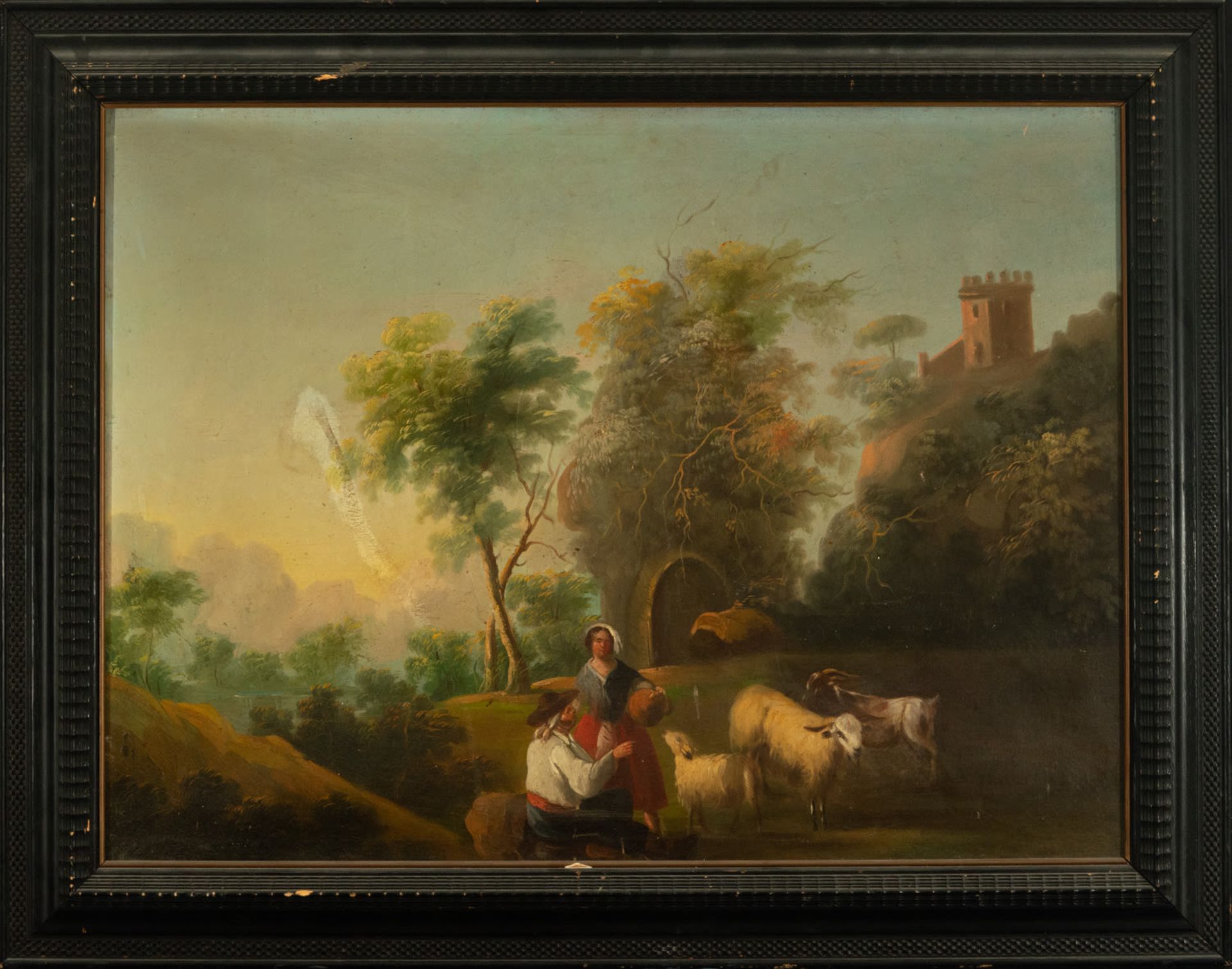 Pair of pastoral scenes on canvas, 19th century French school - Image 3 of 11