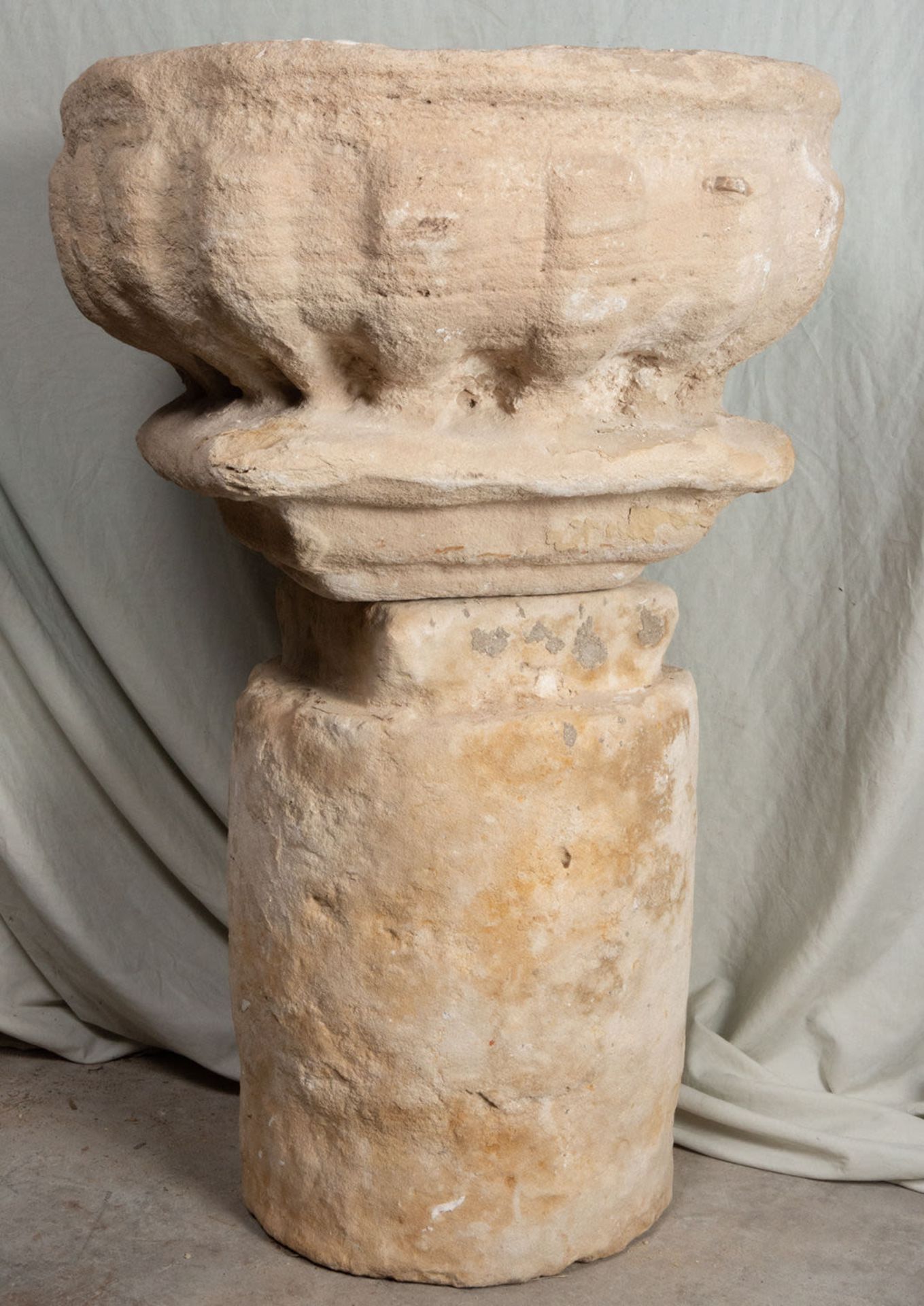 Renaissance Baptismal Font in carved stone, late 15th century