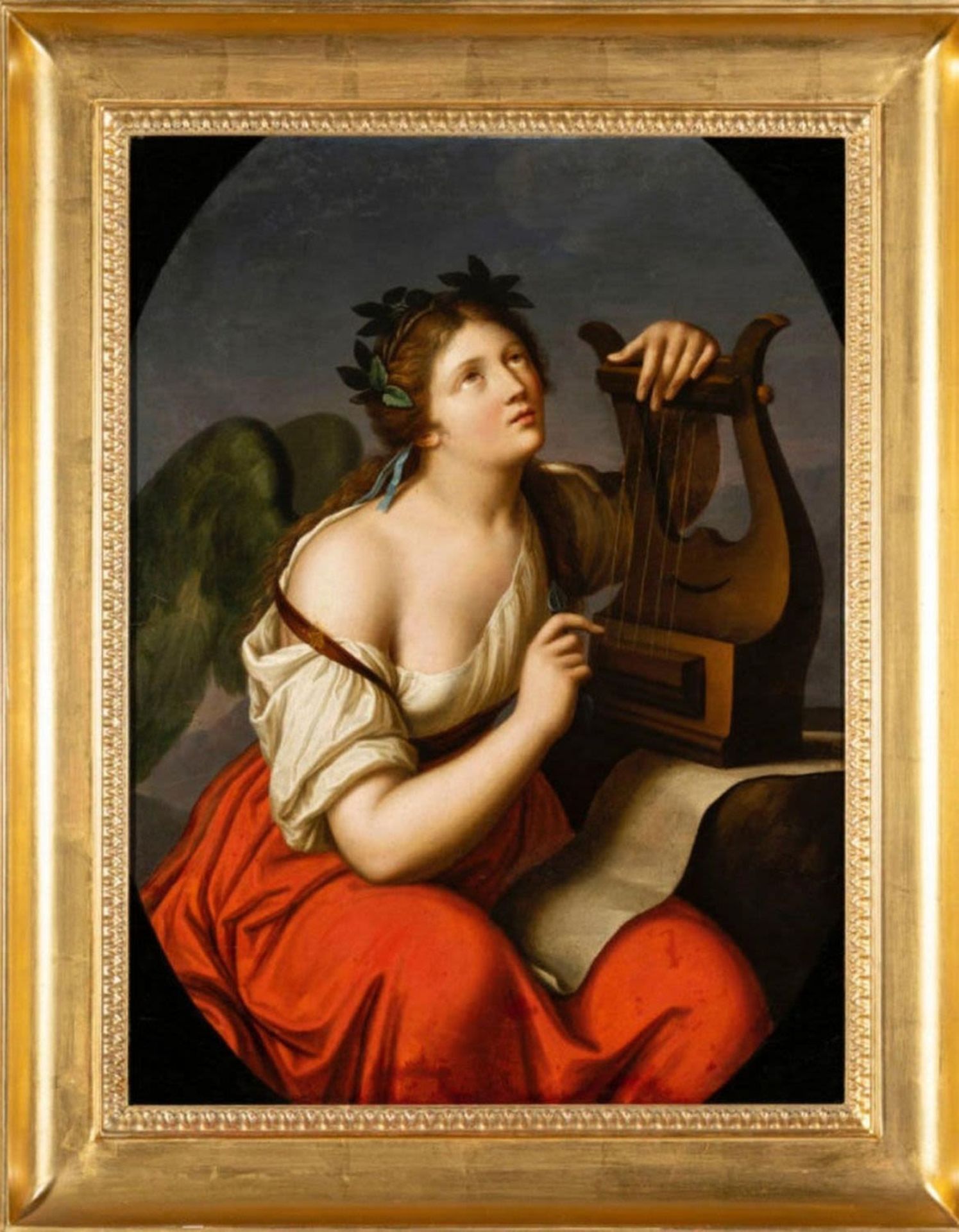 Important oil on canvas of the late 18th century Italian school "Allegory of Poetry"
