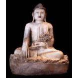 Large Burmese Buddha in White Jade from Myanmar, 17th century