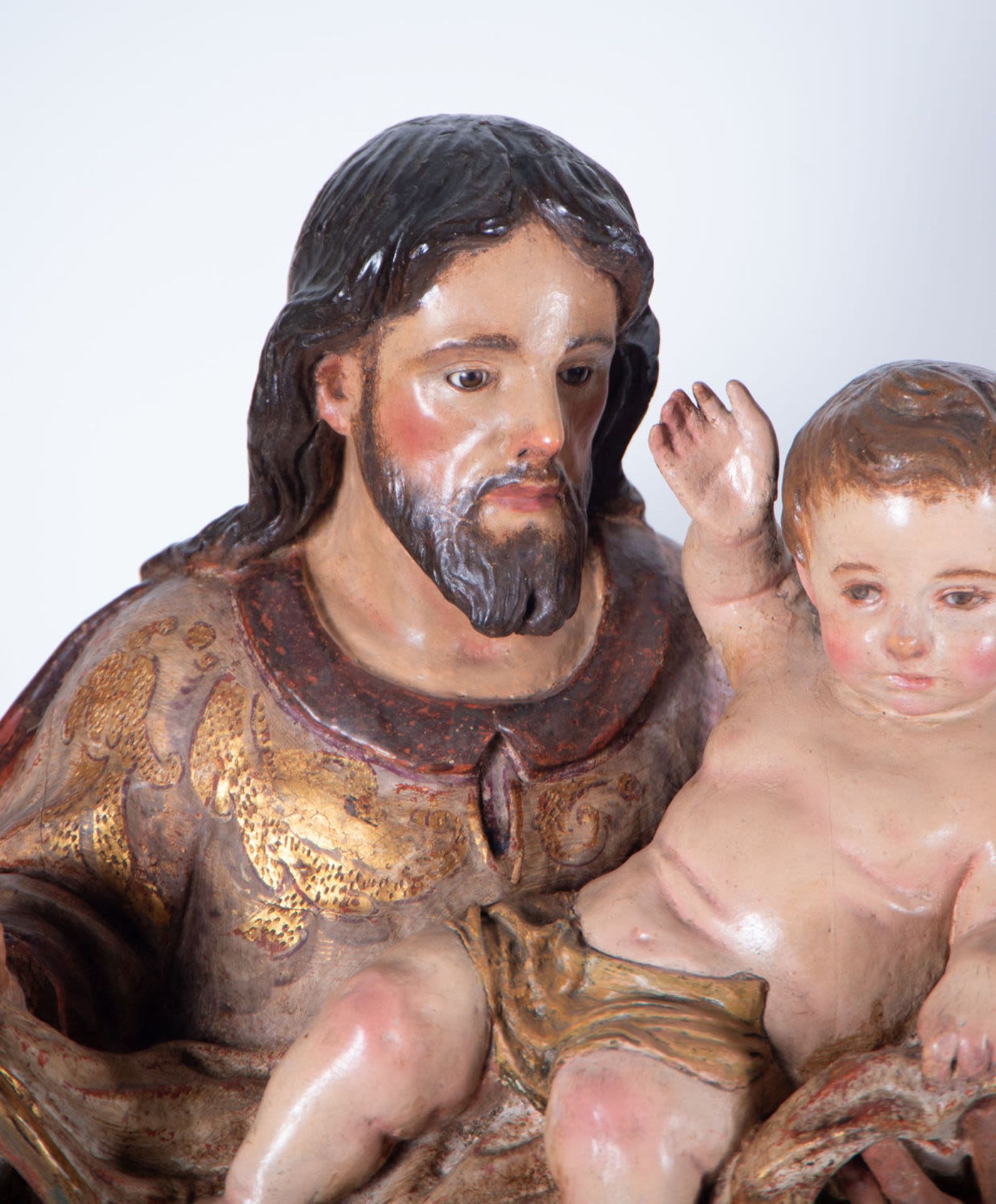 Saint Joseph with Child in Arms, Sevillian school of Pedro Roldán from the end of the 17th century - Image 2 of 6