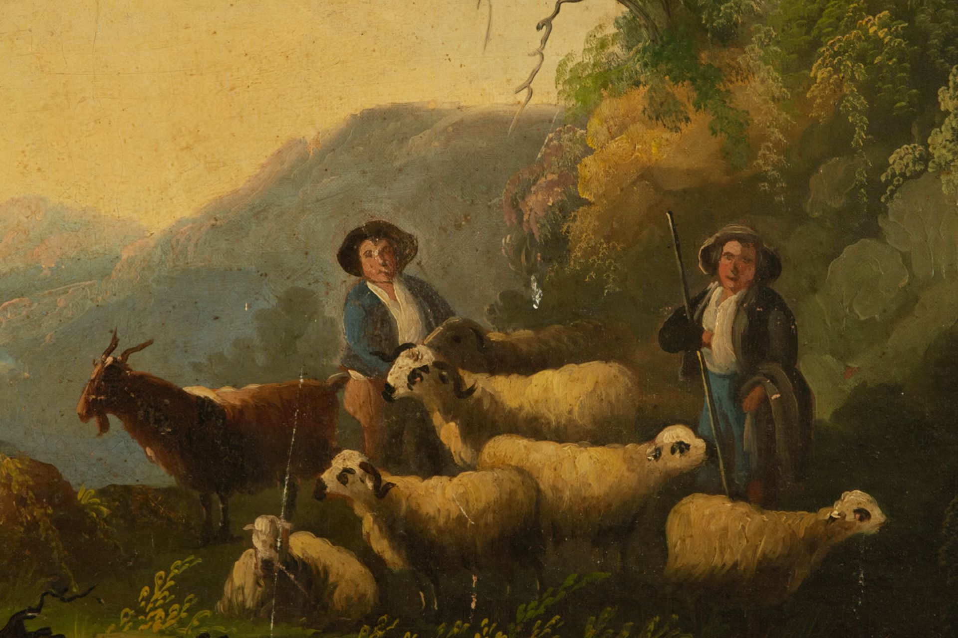 Pair of pastoral scenes on canvas, 19th century French school - Image 10 of 11