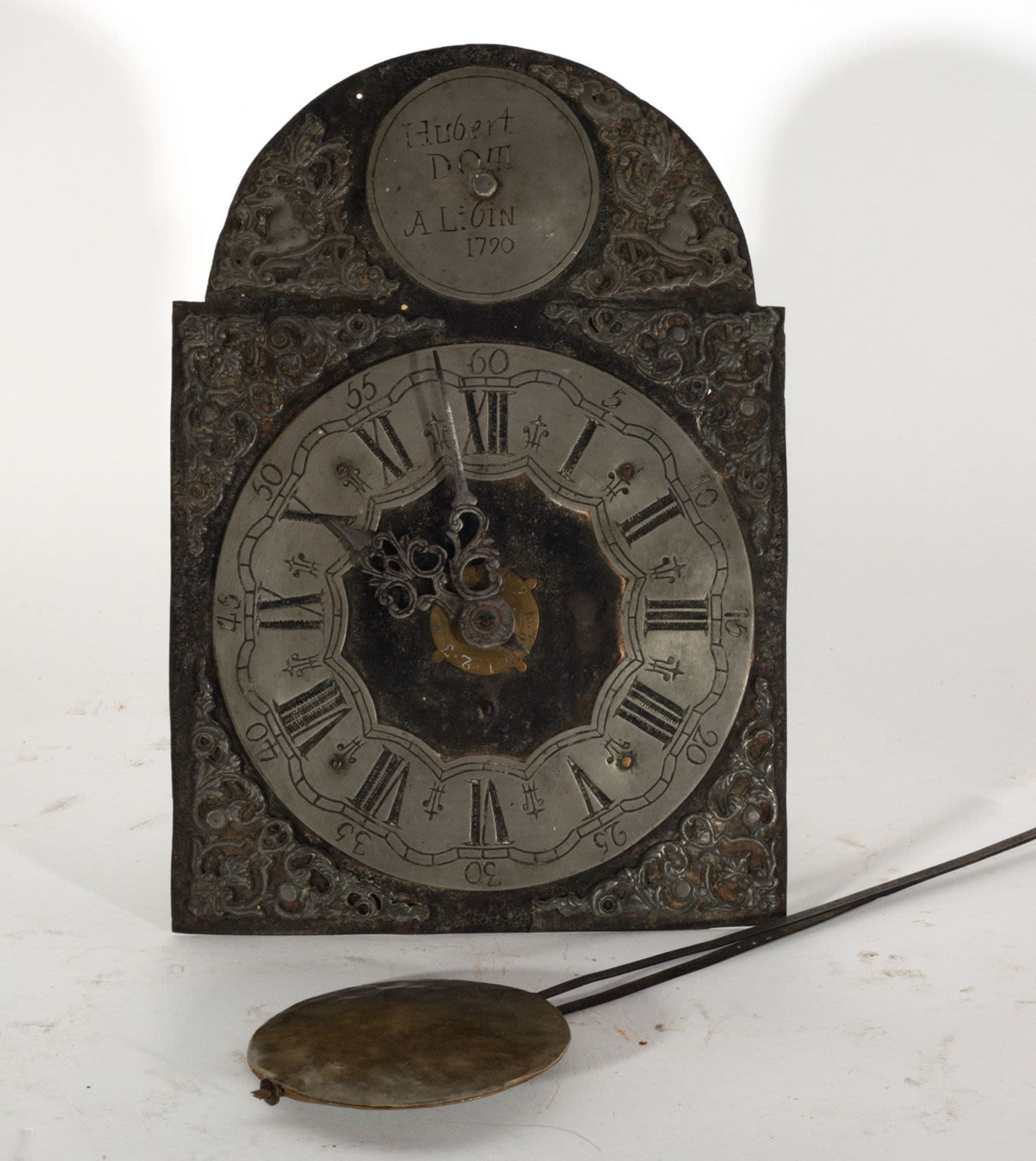Hubert Dom Wall Clock, Circa 1790, Lubin, Belgium, 18th Century Belgian School