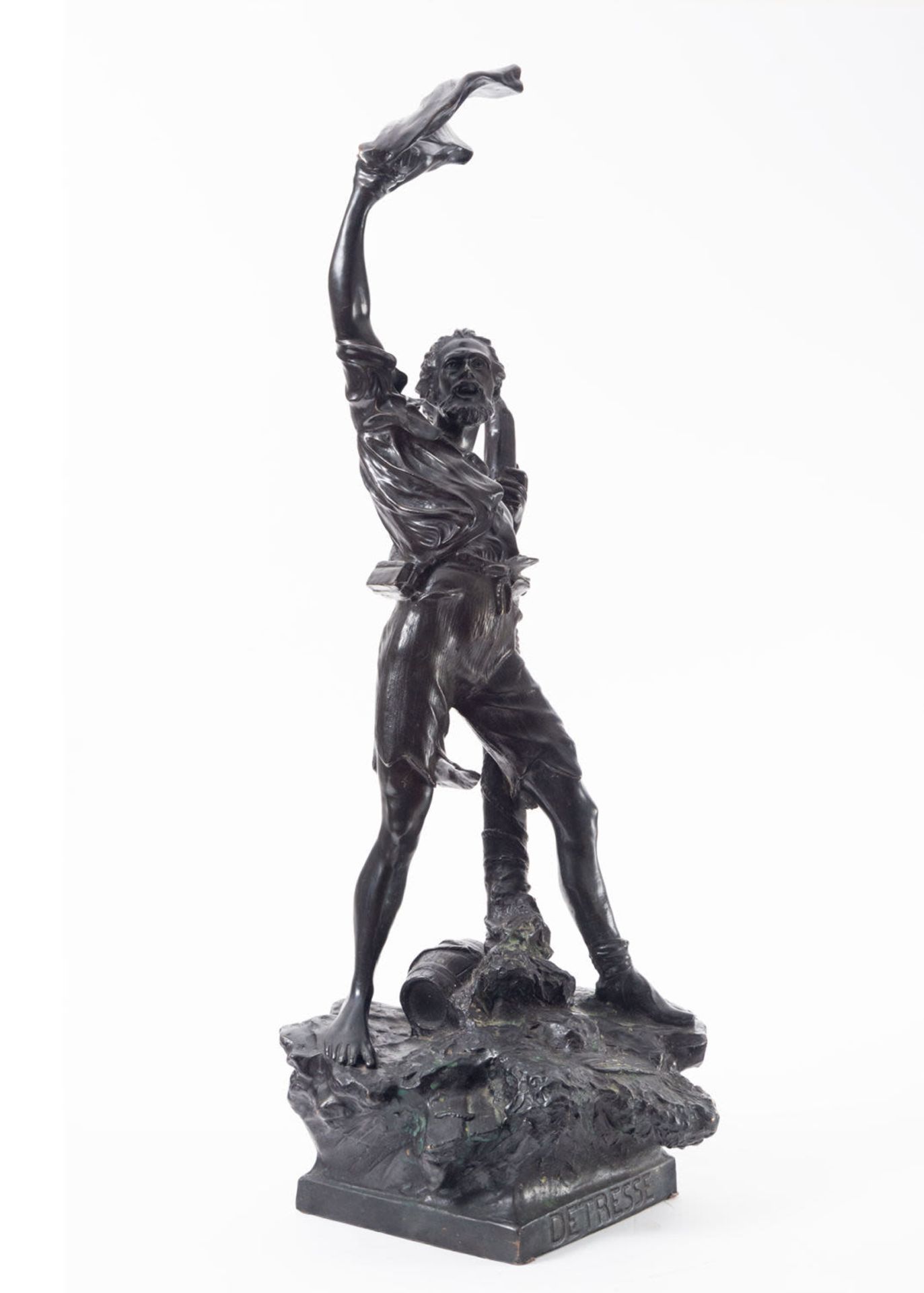 Detresse, castaway figure in patinated bronze, German school from the beginning of the 20th century - Image 5 of 7