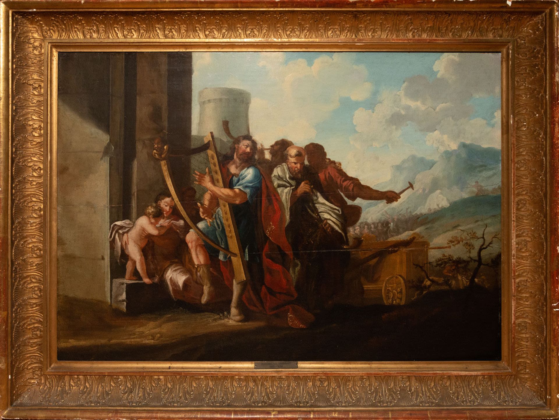 David's Triumphal Arrival with the Ark of the Covenant in Jerusalem, oil on panel, attributed to Joh