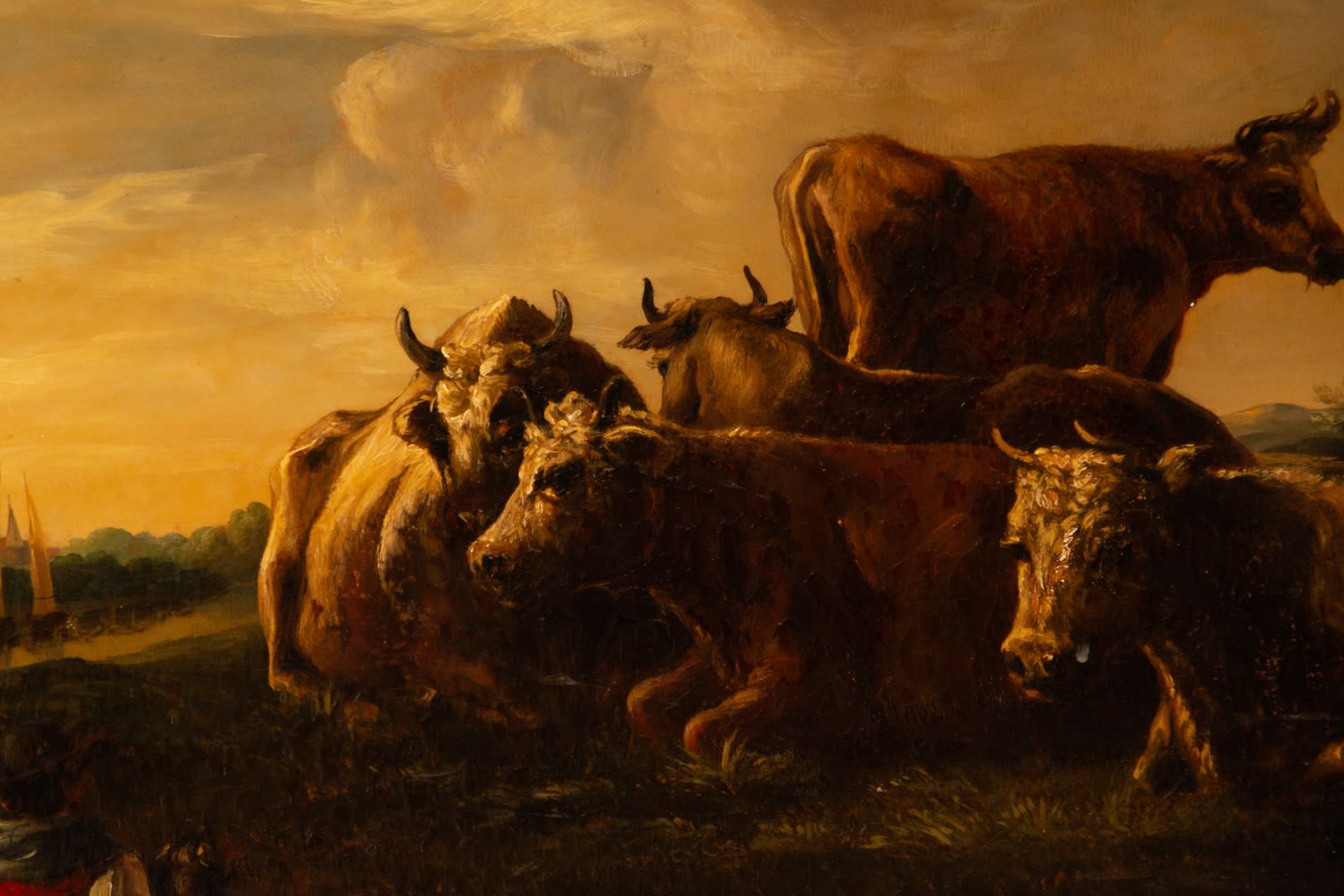 Pastoral Scene with Cows, follower of Salvator Rosa, called Rosa de Tívoli, Dutch school of the 18th - Image 4 of 5