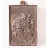 Set of four silver plaques of Santo Domingo de Guzmán with the Child Jesus, Penitent Magdalena, Coup