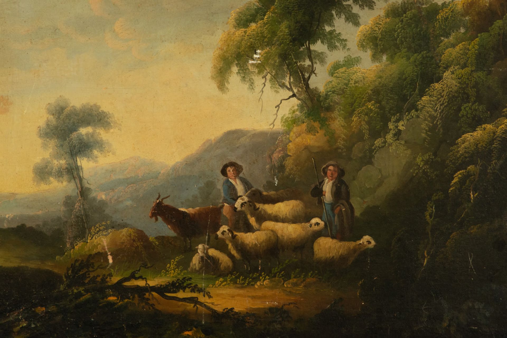 Pair of pastoral scenes on canvas, 19th century French school - Image 8 of 11